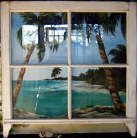 Beach View - Framed w/ Antique Window